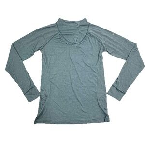 Columbia Pullover Blue Long Sleeves Heathered Womens M Asymmetrical Snaps Collar